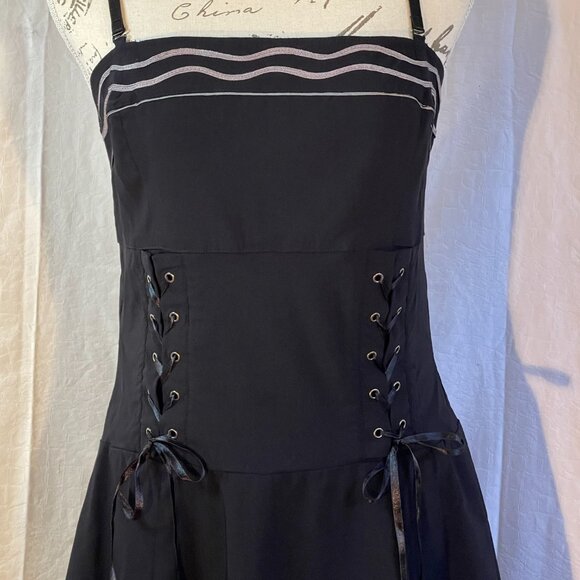Terra Nostra dress spaghetti strap Spanish style black and silver size 12 - Picture 3 of 11